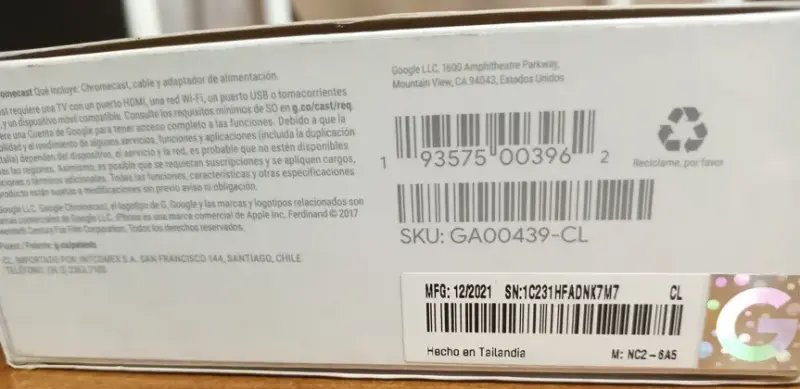 Google Chromecast con caja original (3era Gen) - 3