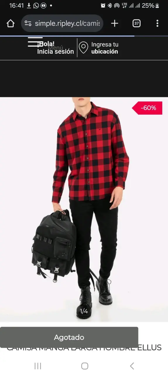 Camisa a cuadros roja y negra para hombre - 2