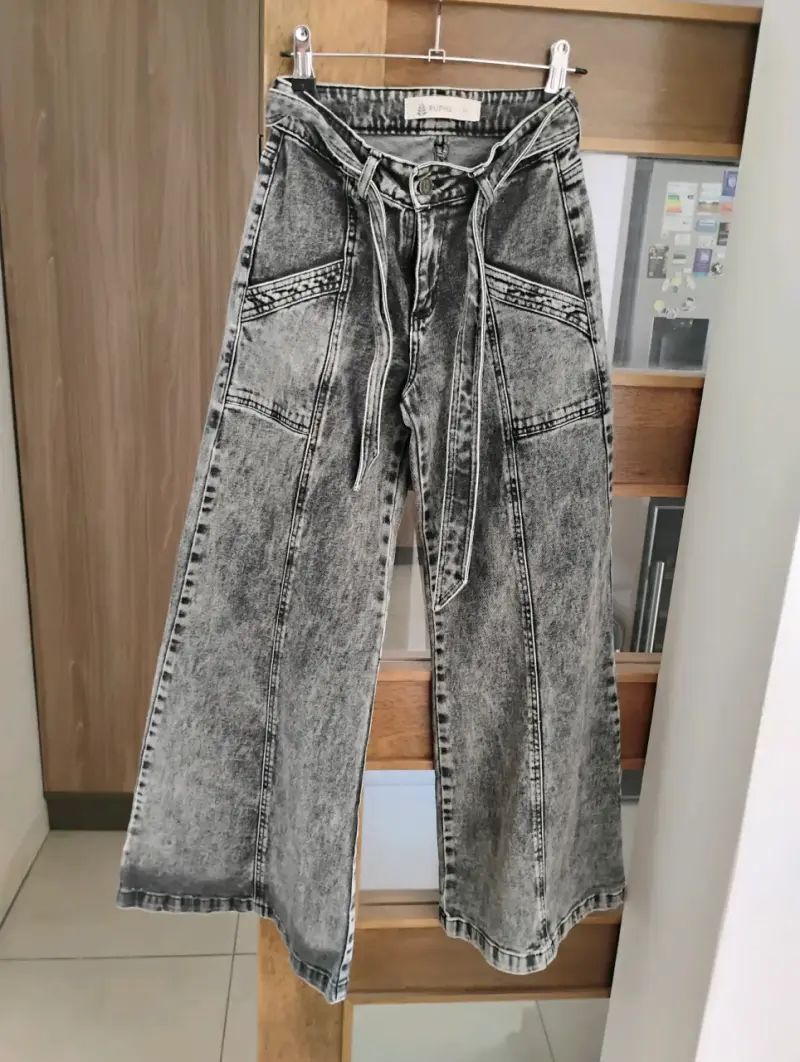 Pantalones anchos de mezclilla gris Ruphai - 1
