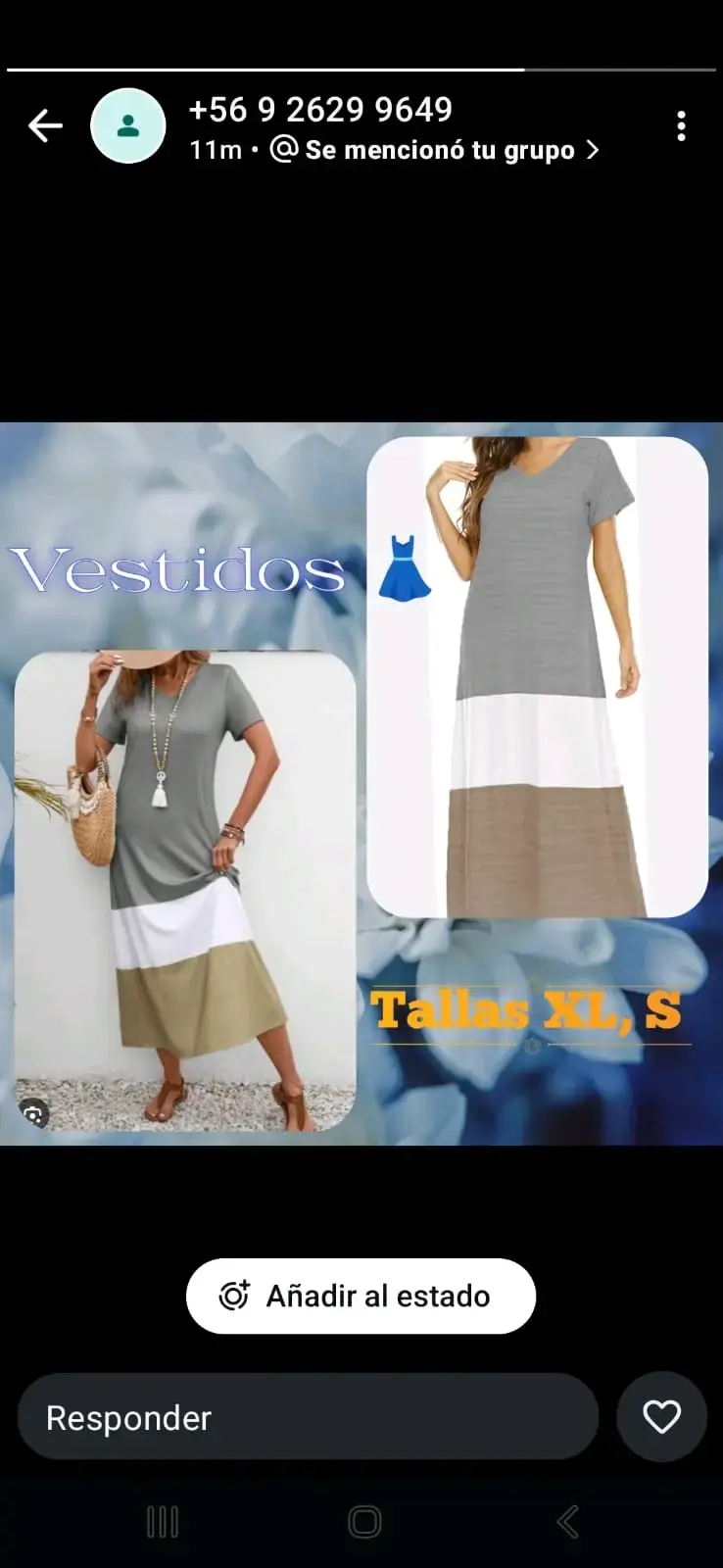 Vestido largo a rayas gris y blanco