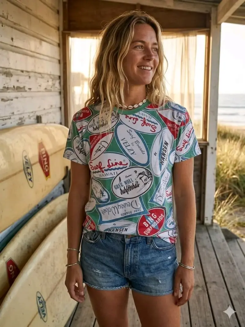 Polera estampada surf estilo casual talla M - 2