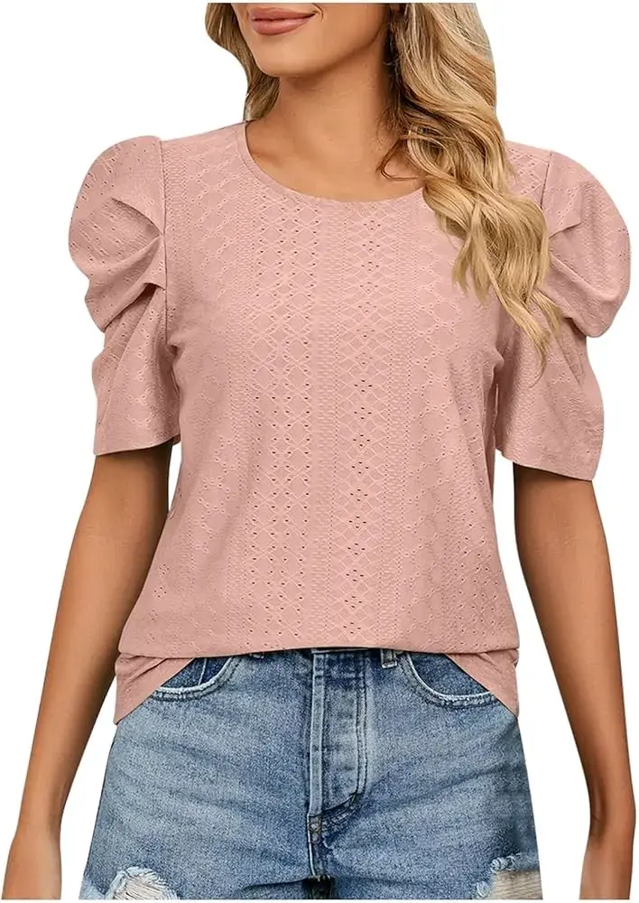 Blusa rosa con mangas abullonadas - 2