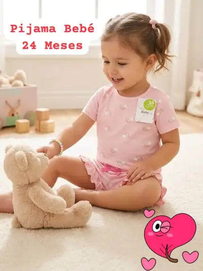 Pijama bebé rosa 24 meses - miniatura 1