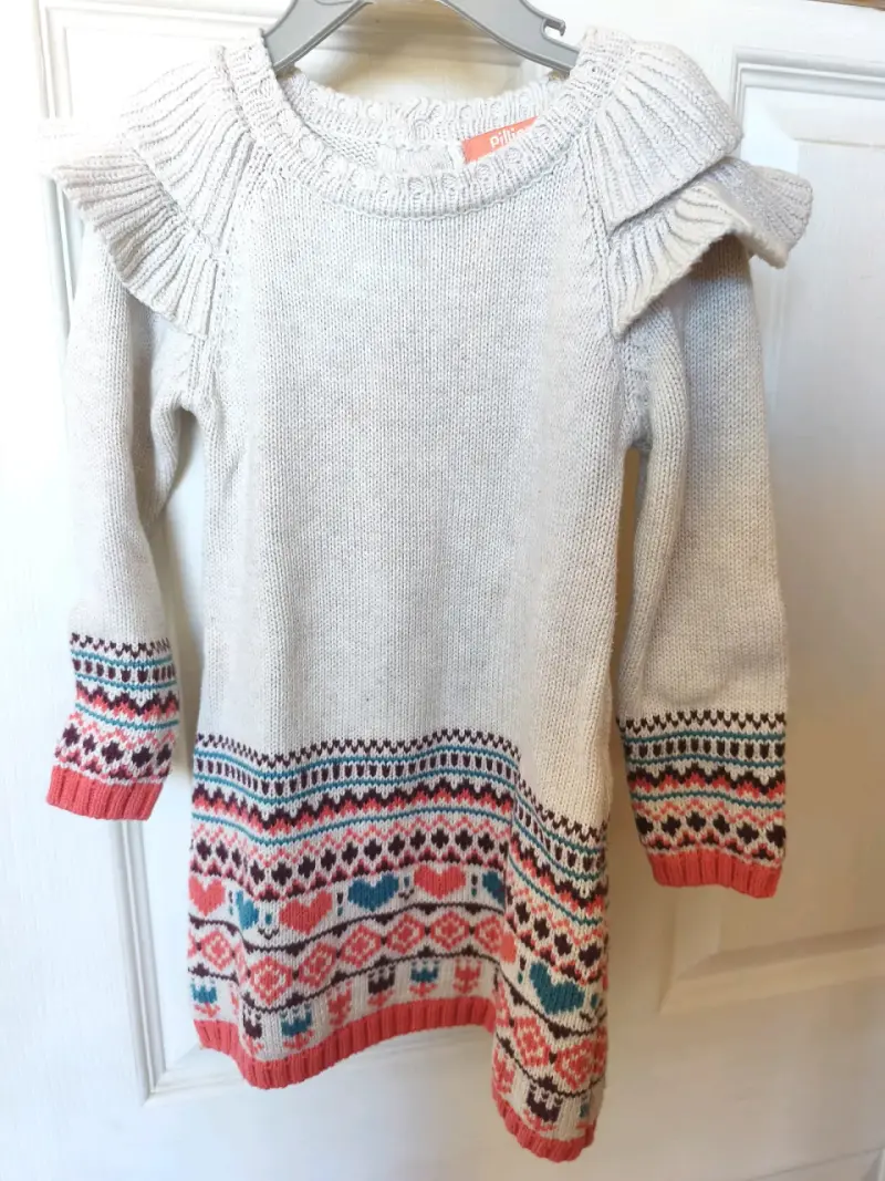 Vestido tejido infantil con diseño étnico - 1