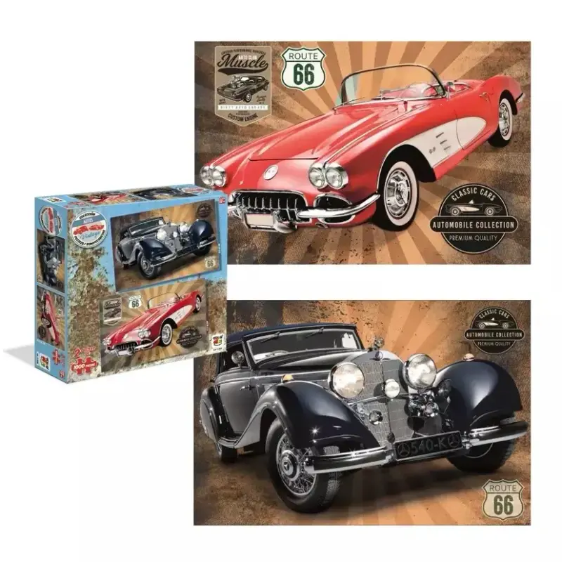 Set de 2 puzzles vintage de autos clásicos - 2