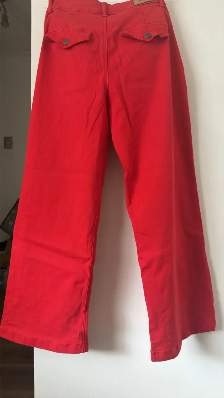 Pantalones rojos anchos para mujer - 2