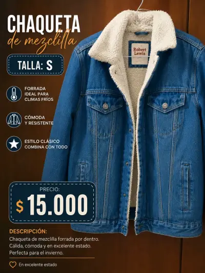 Chaqueta de mezclilla forrada rosa talla L - miniatura 2