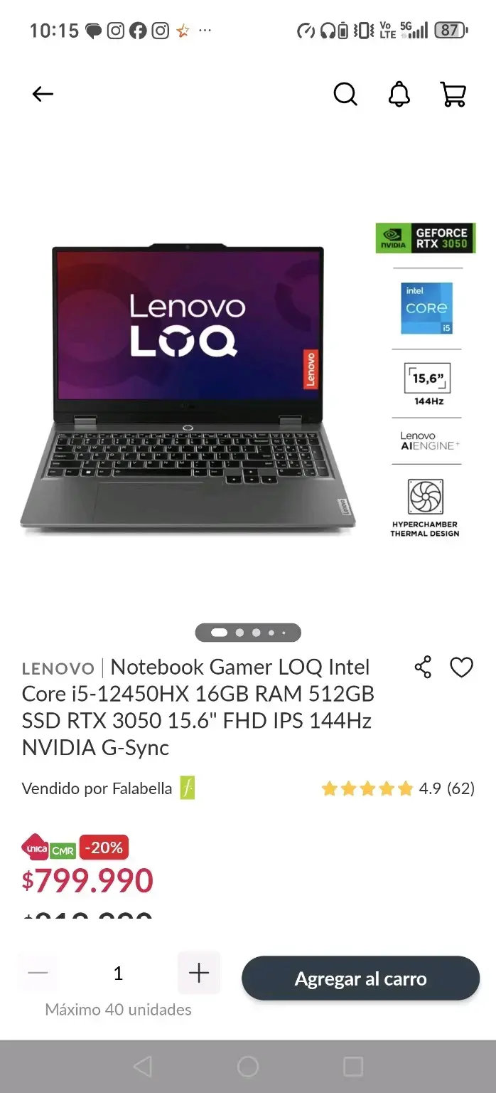 Notebook Gamer Lenovo LOQ i5 16GB 512GB SSD - 1
