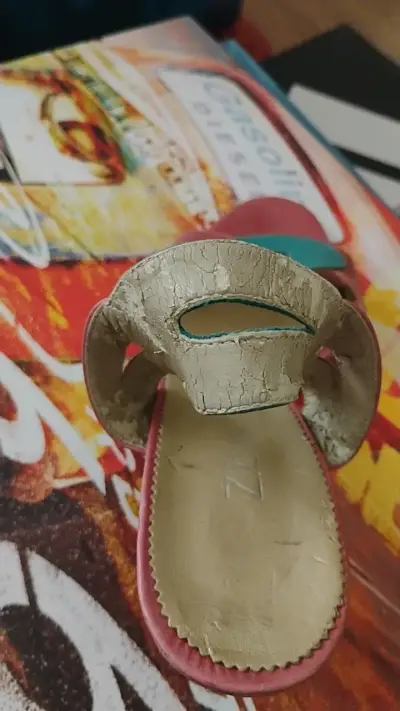 Sandalias de cuero rosa y turquesa - miniatura 3