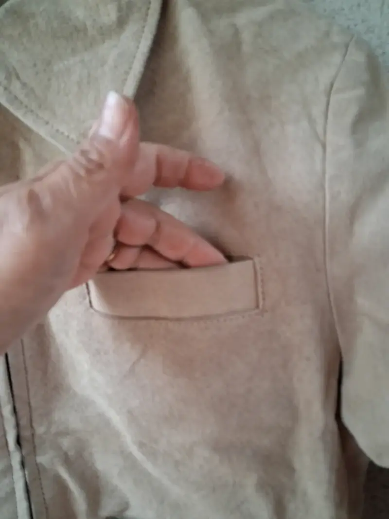 Chaqueta beige de gamuza para mujer - 3