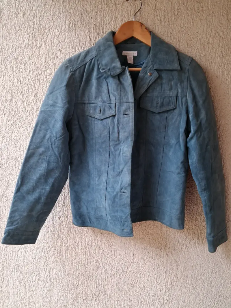 Chaqueta de gamuza azul para mujer - 1