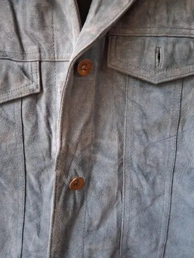 Chaqueta de gamuza azul para mujer - miniatura 2