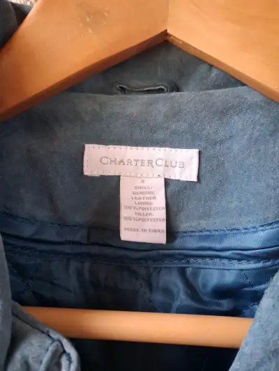 Chaqueta de gamuza azul para mujer - miniatura 3