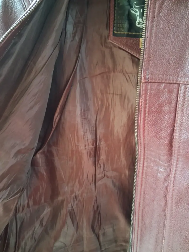 Chaqueta de cuero marrón para mujer - 2