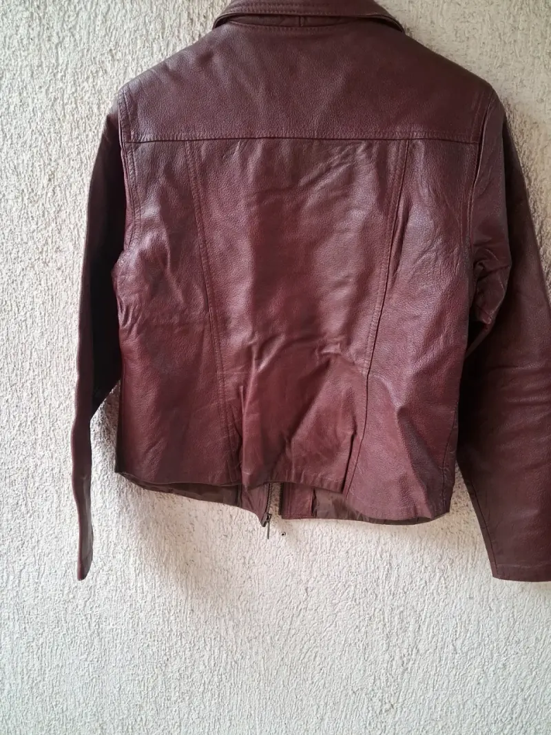 Chaqueta de cuero marrón para mujer - 4