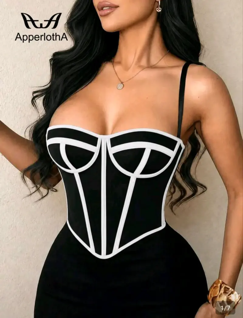 Corset negro con detalles blancos ApperlothA - 1