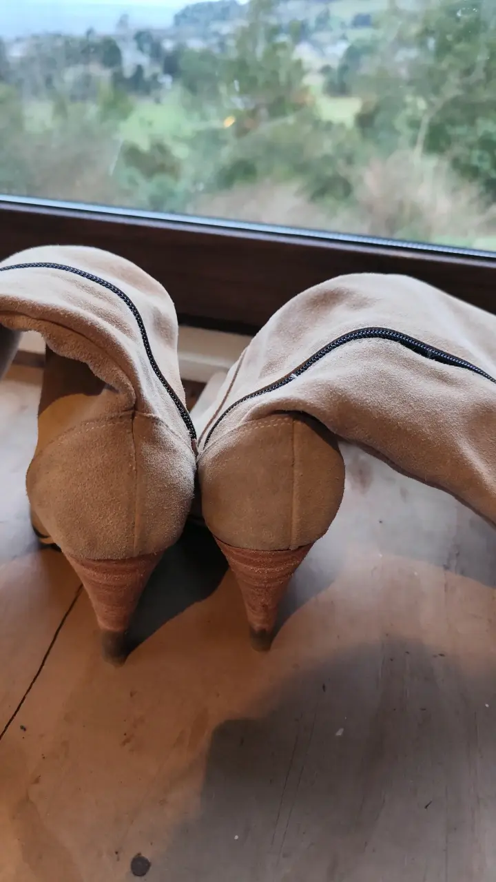 Botas de cuero beige talla 40 - 2