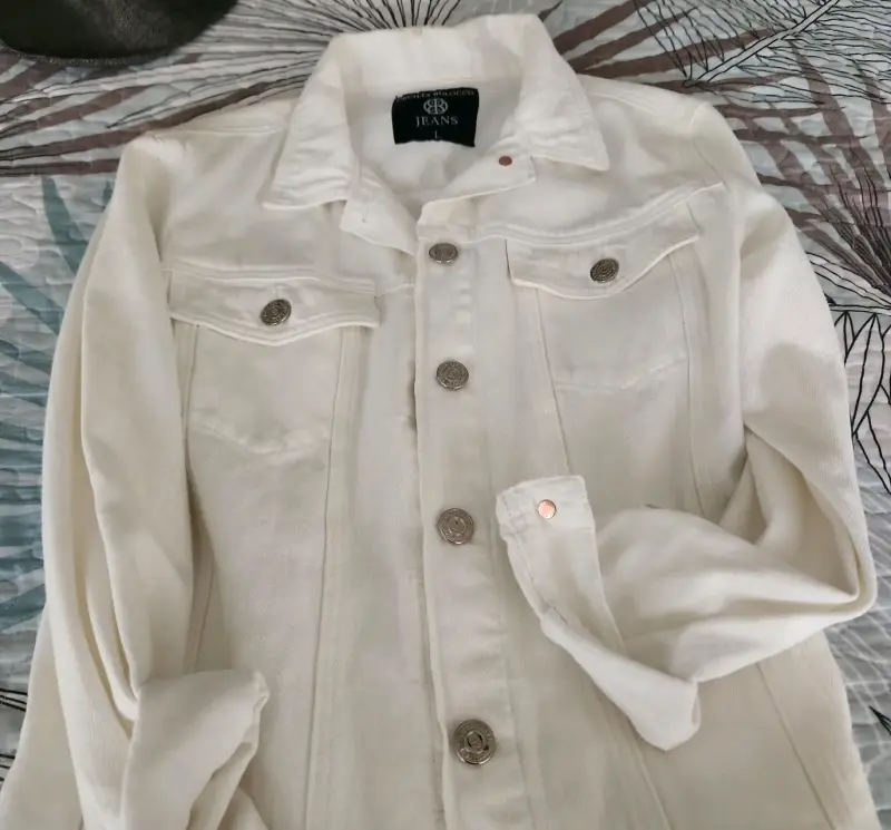 Chaqueta de mezclilla blanca para mujer - 1