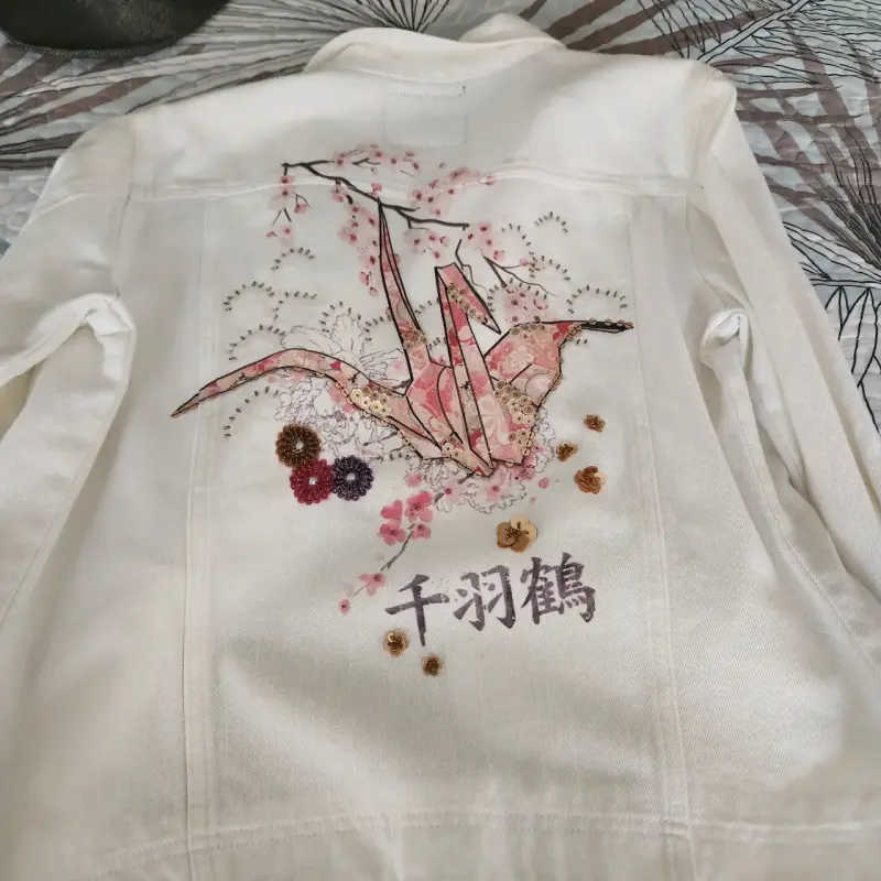 Chaqueta de mezclilla blanca para mujer - 3
