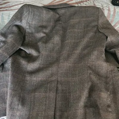 Blazer de lana a cuadros para mujer con aplicacion - miniatura 3
