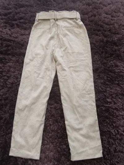 Pantalones de vestir a cuadros beige - miniatura 1