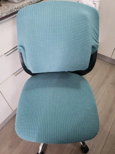 Silla escritorio y cojin lumbar y funda turquesa - miniatura 1