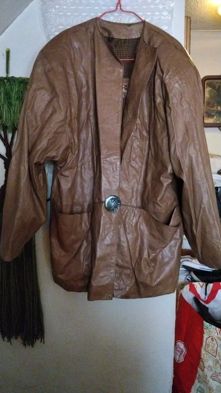 Chaqueta de cuero marrón vintage