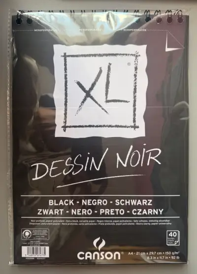 Block de dibujo negro Canson XL Dessin Noir A4 - miniatura 1