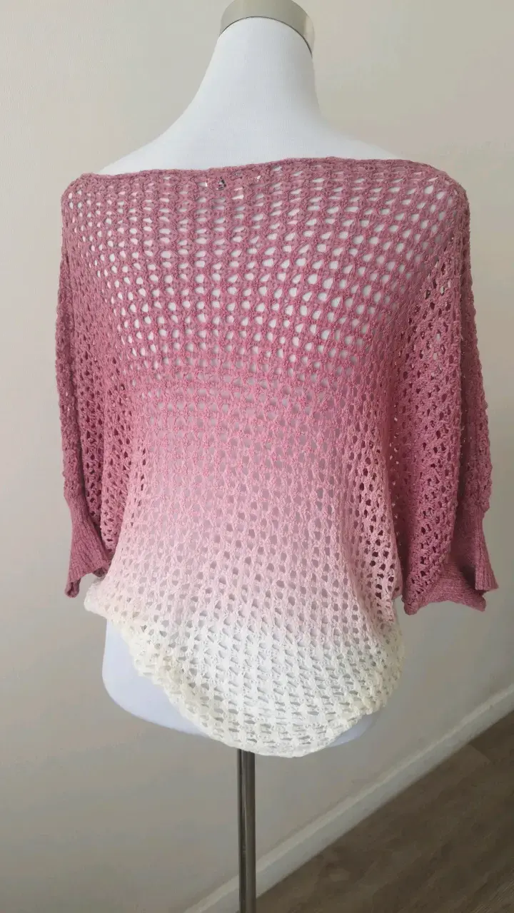 Suéter tejido degradado rosa y blanco - 2