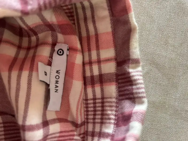 Camisa a cuadros rosada y blanca para mujer - 2