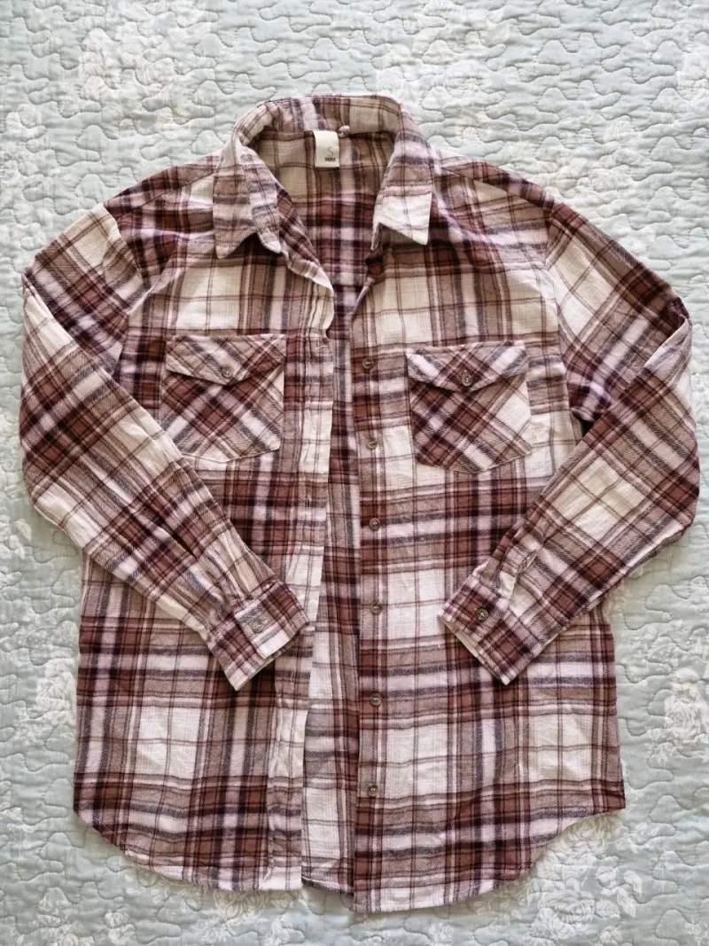 Camisa de franela a cuadros para mujer