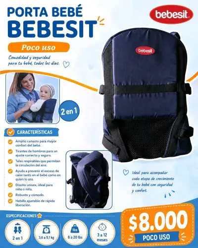 Porta bebé Bebesit 2 en 1 azul - miniatura 1