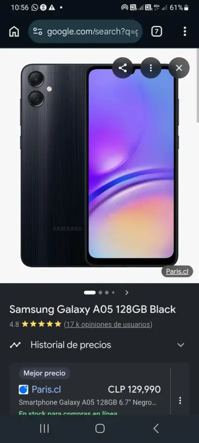 Samsung Galaxy A05 128GB Negro - miniatura 1