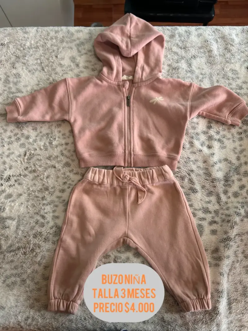 Conjunto buzo niña talla 3 meses rosado