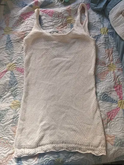 Vestido tejido blanco sin mangas - miniatura 1