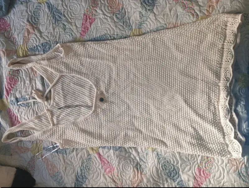 Vestido tejido blanco sin mangas - 2