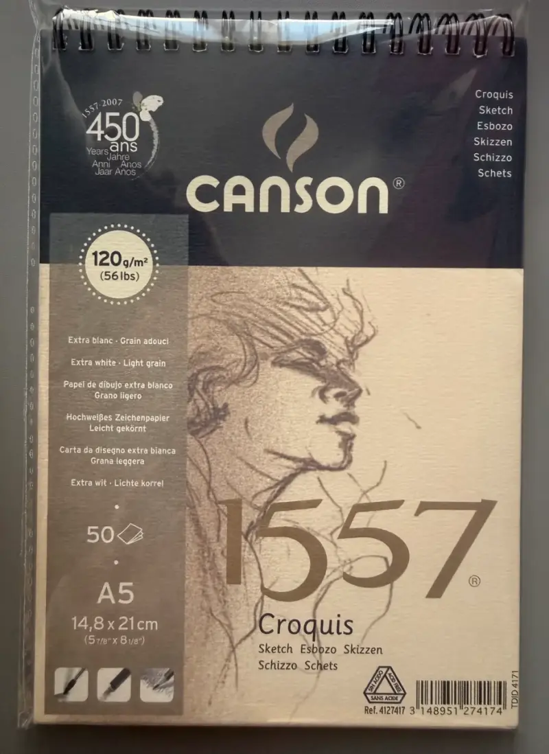 Bloc de dibujo Canson 1557 Croquis A5 50 hojas - 1