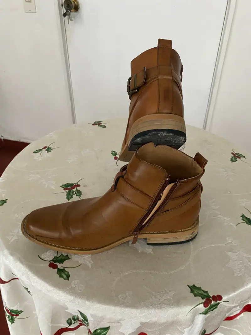 Botines de cuero marrón con hebilla - 3