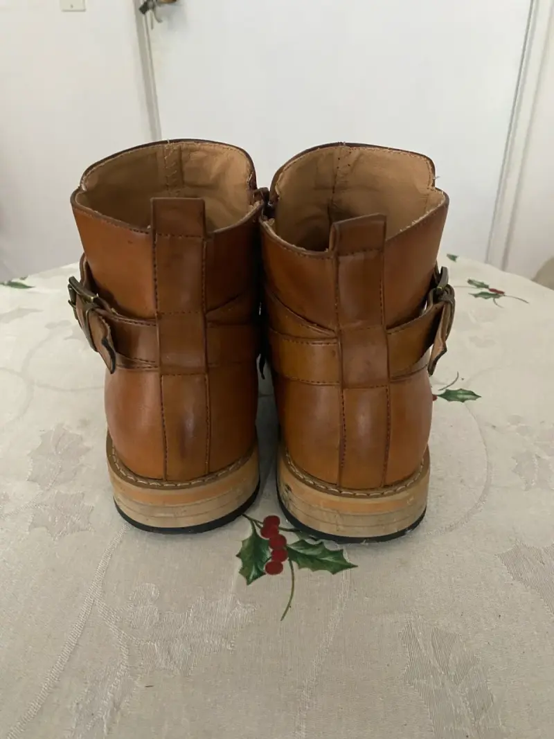 Botines de cuero marrón con hebilla - 5
