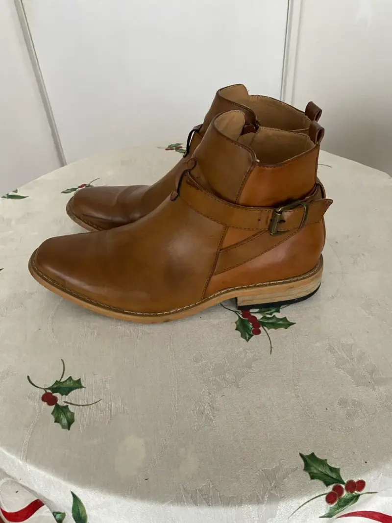 Botines de cuero marrón con hebilla - 6