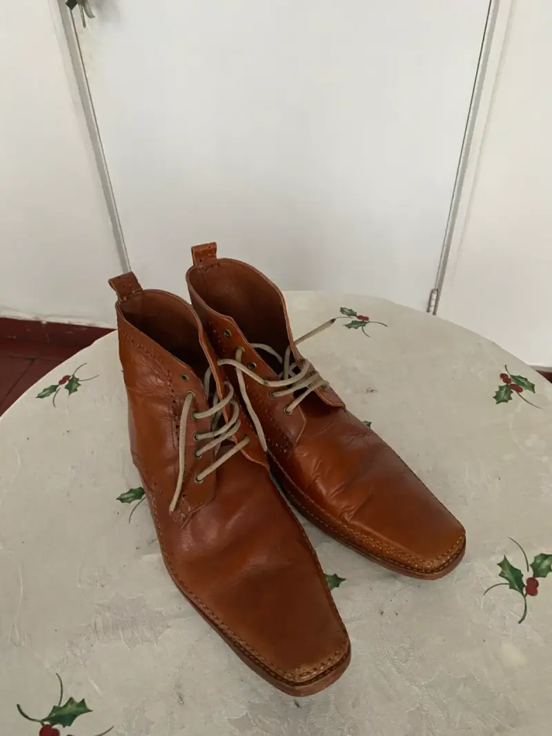 Botines de cuero marrón para hombre - 6
