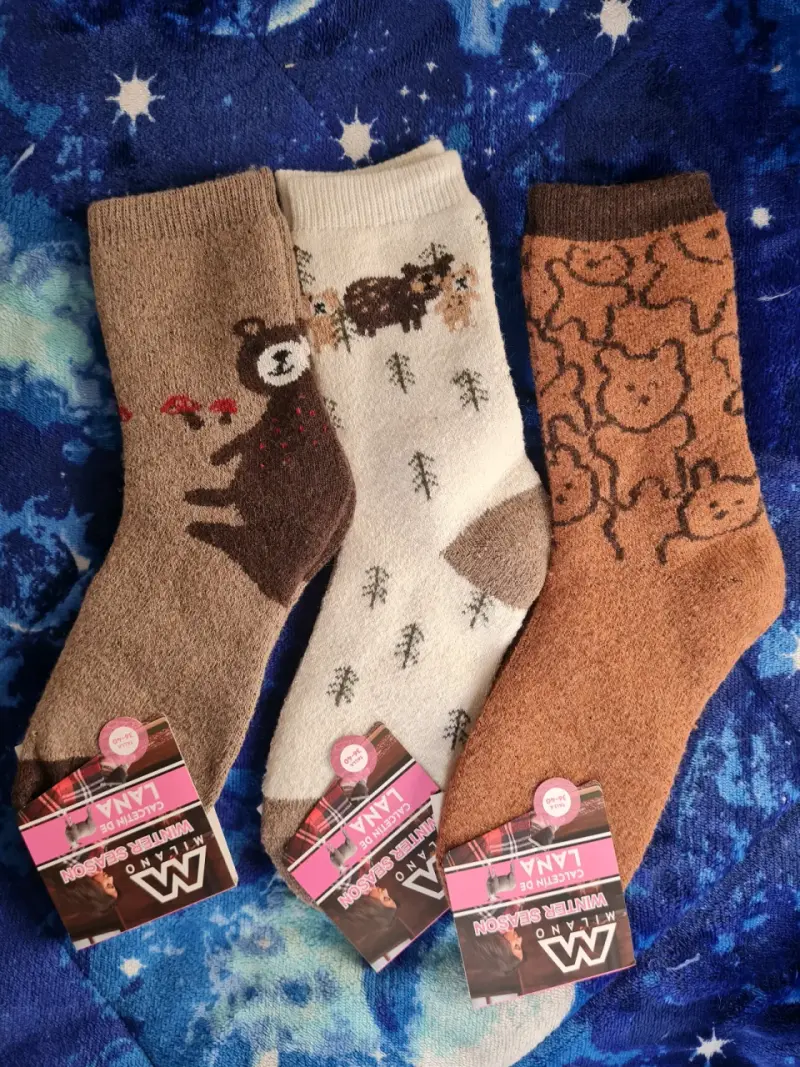 Calcetines de lana con diseño de osos - 1