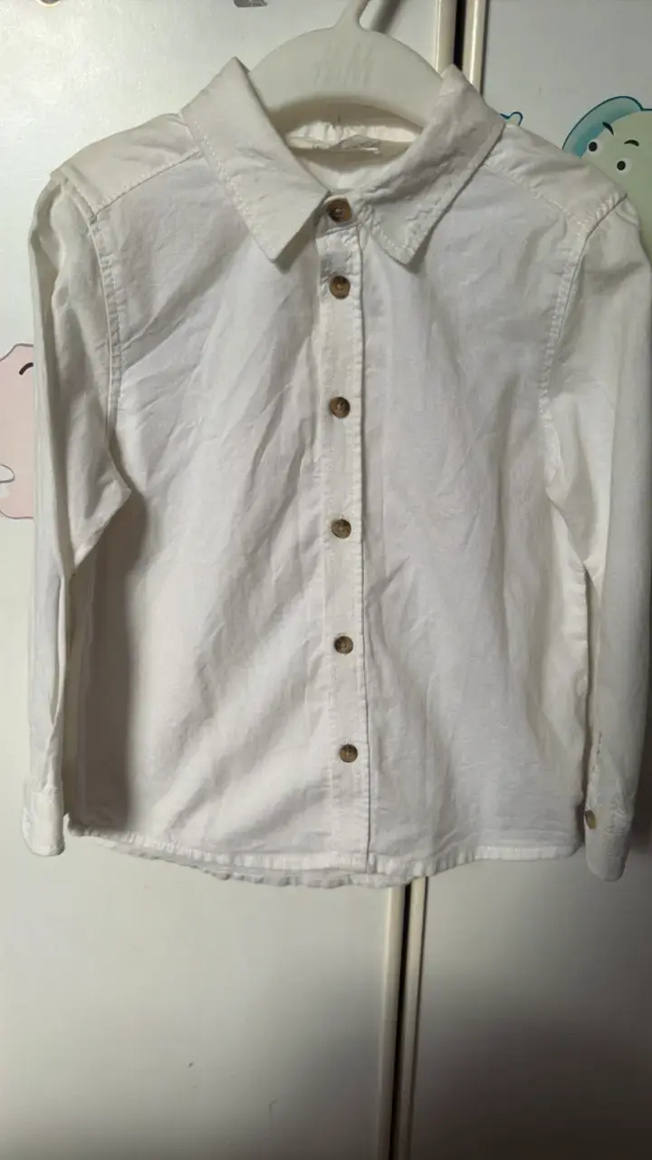 Camisa blanca de algodón para niño talla 4 - 1