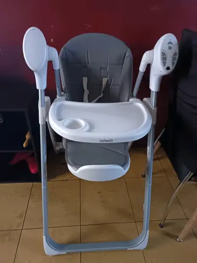 Silla de comer y mecedora para bebé Infanti gris - miniatura 1