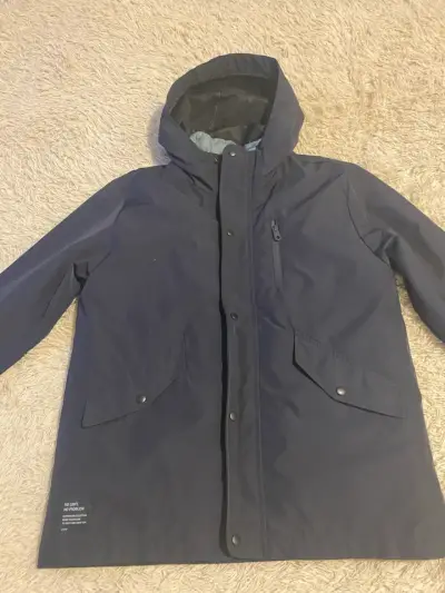 Parka azul con capucha impermeable - miniatura 1