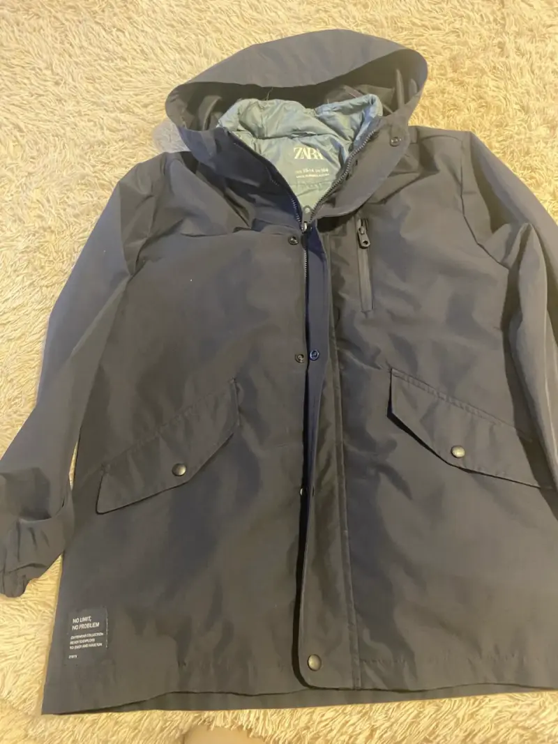 Parka azul con capucha impermeable - 3