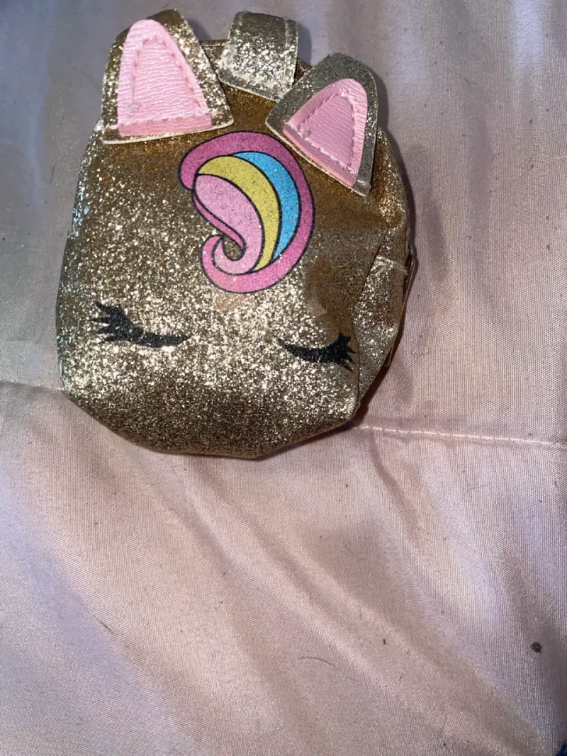 Monedero infantil unicornio dorado con brillo - 1