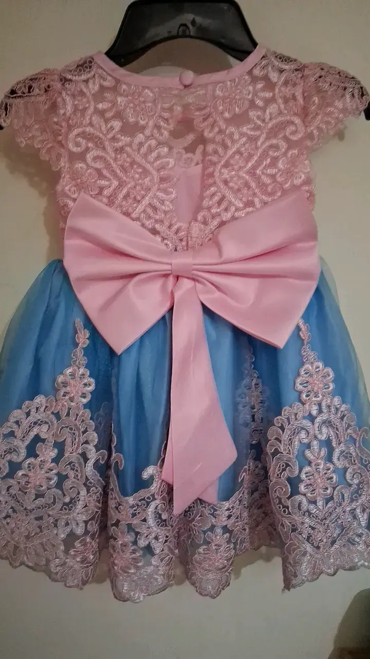Vestido de encaje para niña rosa y azul. - 2