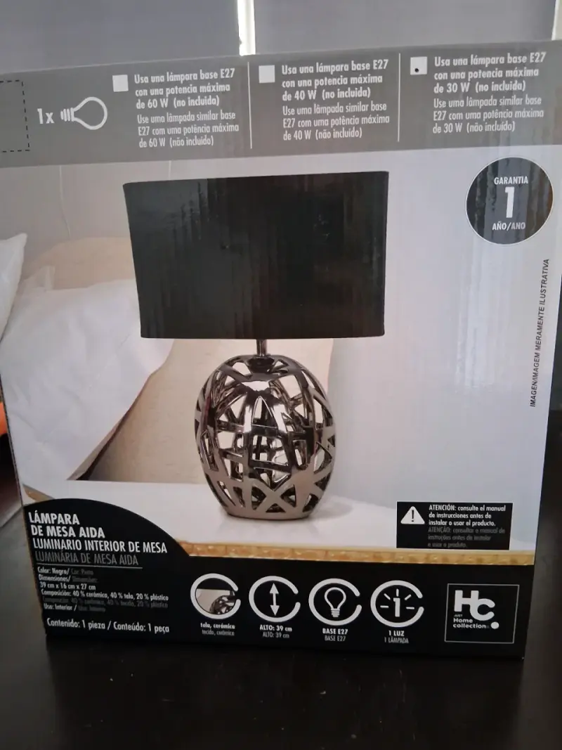 Lámpara de mesa Aida cerámica y tela - 1