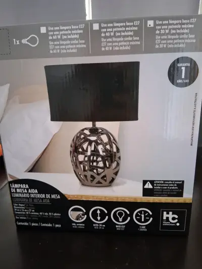 Lámpara de mesa Aida cerámica y tela - miniatura 1